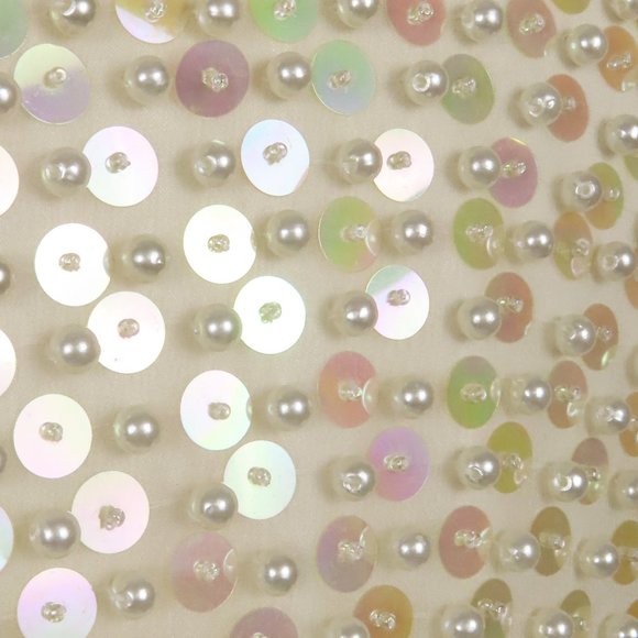 Vintage 80s Pearl Heavily Beaded Cocktail Party Prom Trophy Sheath Dress  S M - Picture 13 of 16